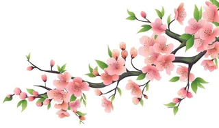 粉色花朵树枝元素