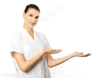女性服务人员请手势高清图片