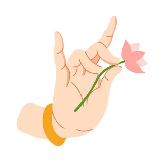 禅意佛手拈花指莲花佛珠敦煌文化线描稿国潮风元素设计模板素材