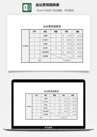 会议费用预算表excel模板