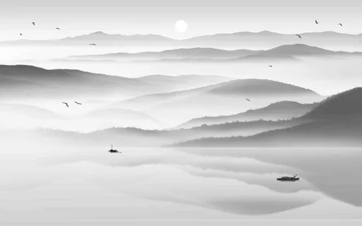 新中式山水背景墙 