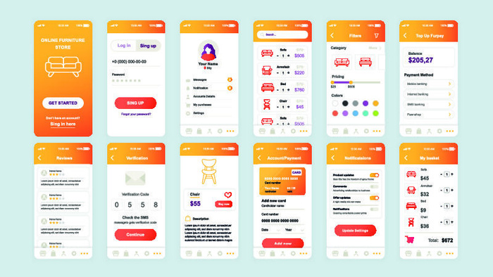 手机移动端整套APP交互UI界面套图作品集EPS矢量图设计素材