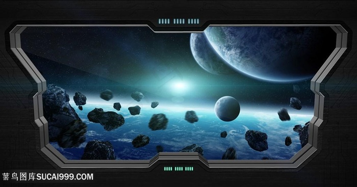 飞机机舱与与宇宙景色