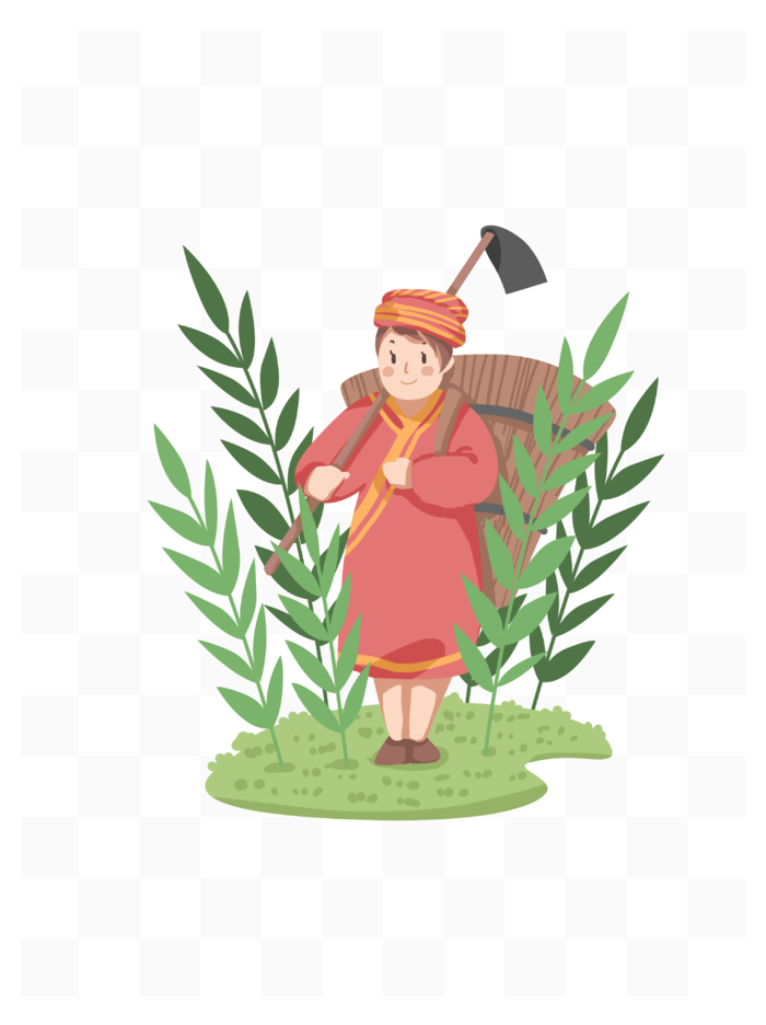 五一劳动节农民干农活场景插画