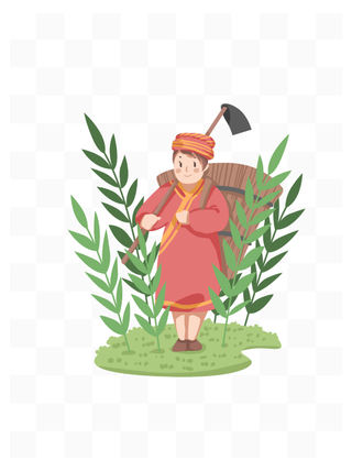 五一劳动节农民干农活场景插画