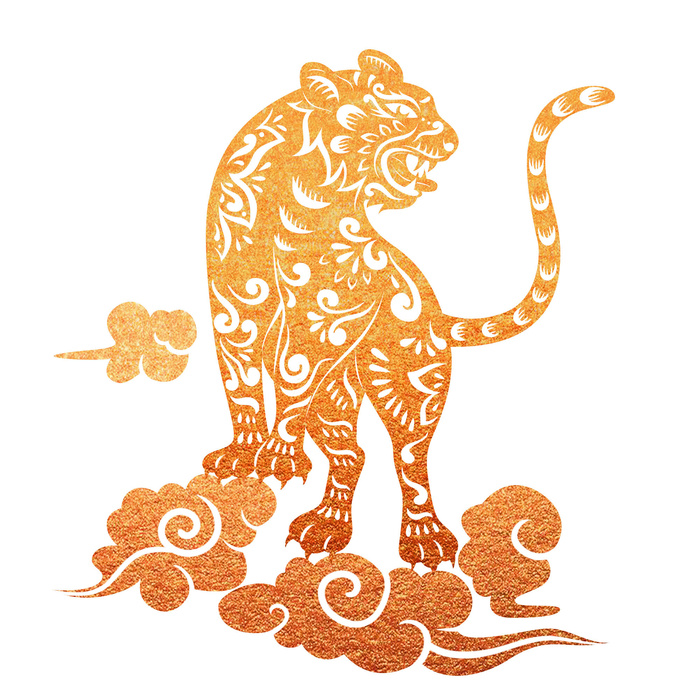 2022新年吉祥春节剪纸生肖虎年晚会插画透明免抠图ai矢量设计素材