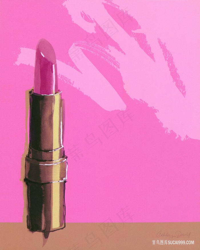 口红水彩插画