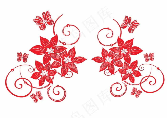 鲜花剪纸 剪纸风元素psd模版下载