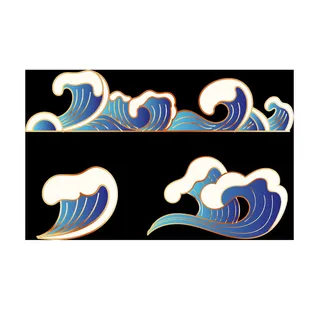 中国风国潮插画海浪波浪背景装饰浪花图案元素
