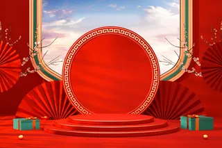 中国风古典背景红色喜庆新年主图背景