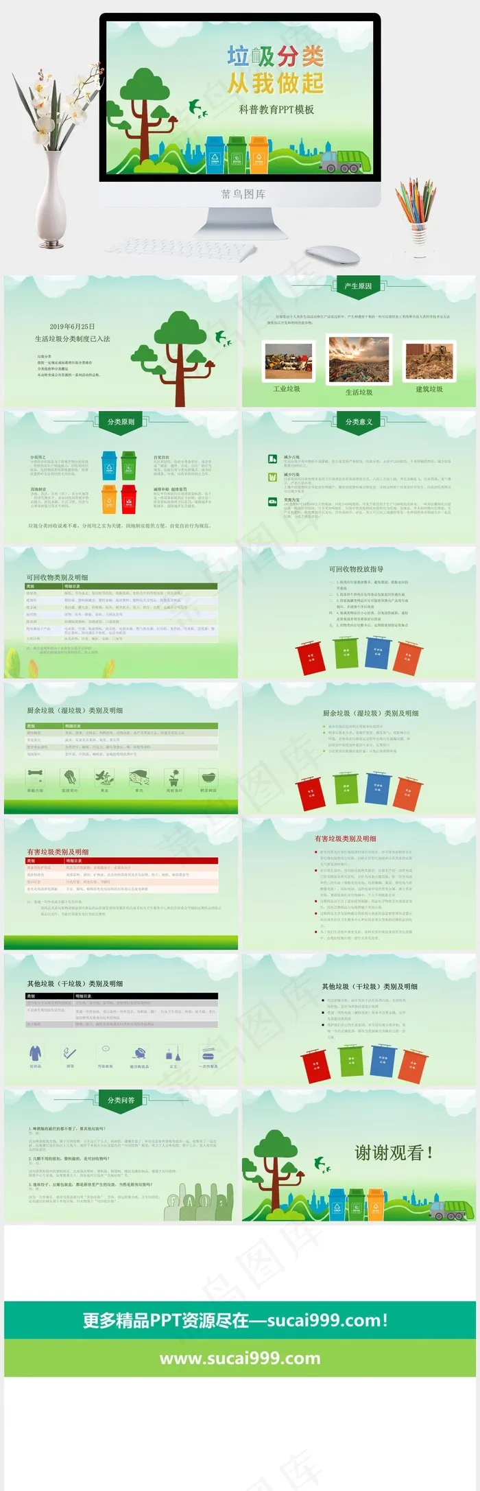 垃圾分类 从我做起 科普教育PPT模板