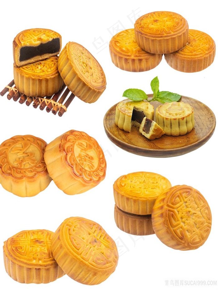 豆沙月饼png图片