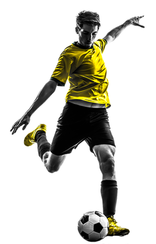 足球运动员踢球射门免抠