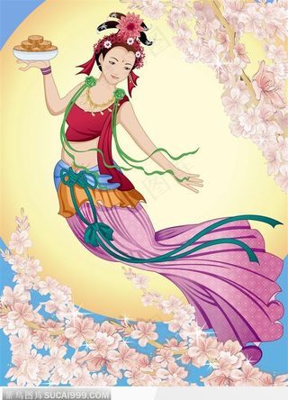 端着月饼的嫦娥高清图片