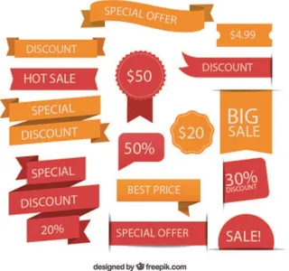 免抠促销丝带与标签