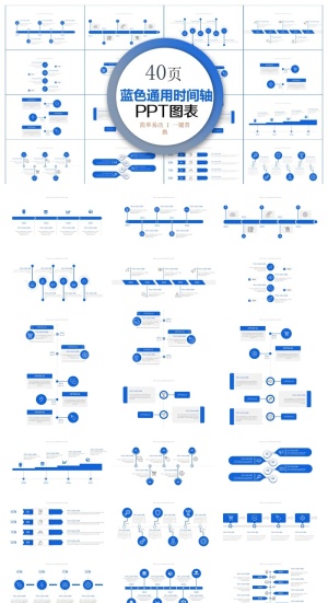 蓝色商务通用时间轴PPT图表合集