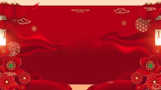 红色喜庆2022虎年春节新年元宵节海报背景展板模板设计素材图