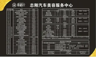 价目表汽车美容