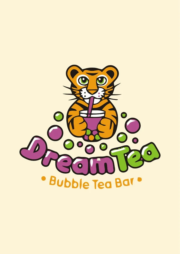 奶茶logo老虎喝奶茶cdr矢量模版下载