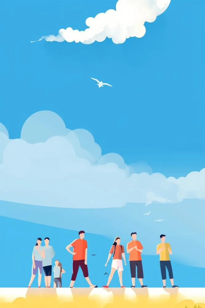 蓝色手绘毕业少年背景(896x1344)