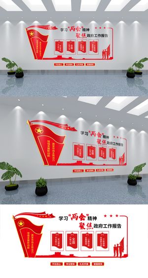 学习贯彻全国两会工作报告党文化墙党建文化墙