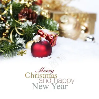 圣诞松枝吊球背景
