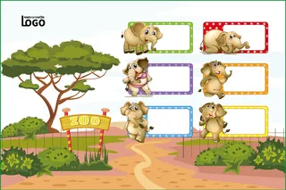 动物世界卡通不干胶标签贴纸