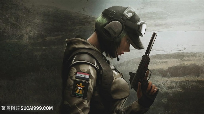 手拿短枪的女人图片