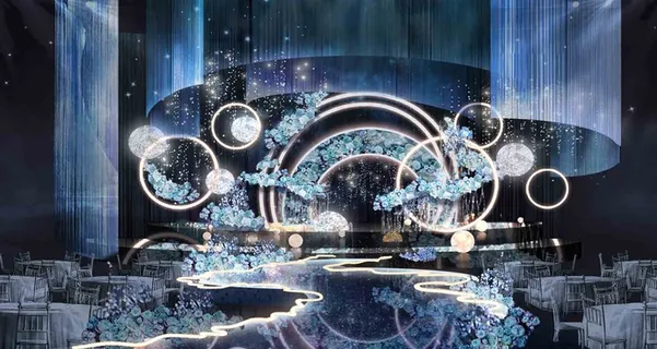 蓝色光影圆环婚礼效果图