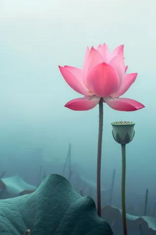 中国风雾面荷花粉色大气背景