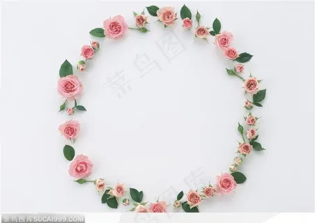 相框边框-蔷薇花组成的圆形相框