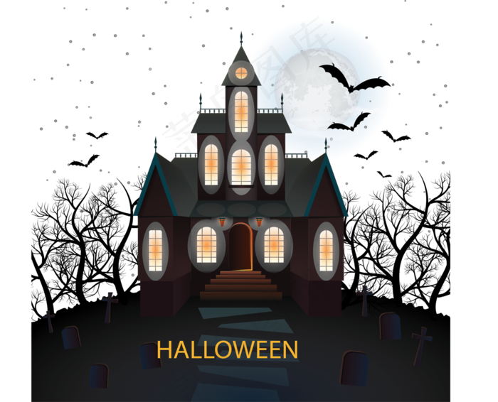 万圣节节日卡通素材城堡