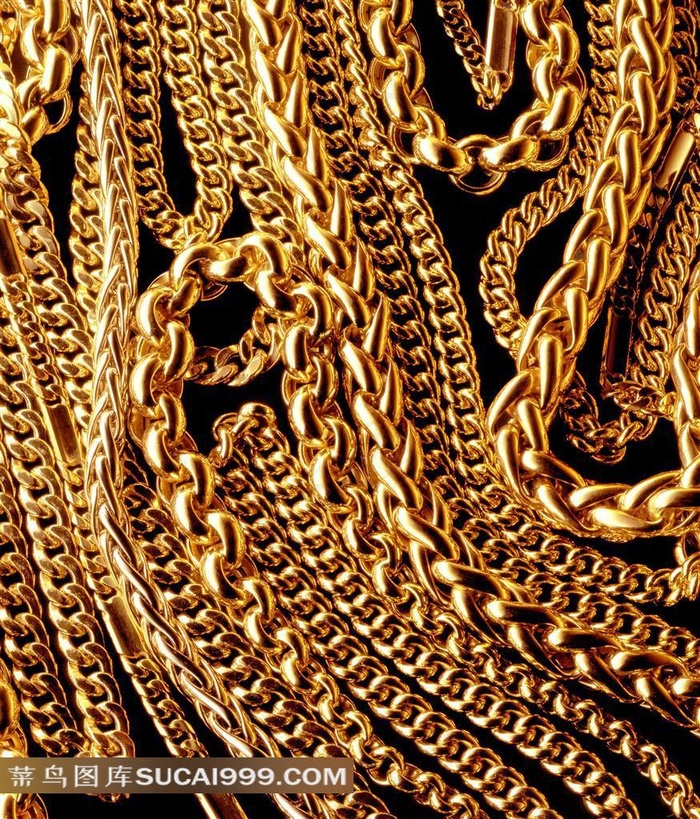 黑色背景上的金色链条