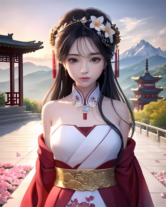 AI小姐姐美女二次元绘画古装大眼头饰漂亮007