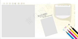 相册儿童相册宝宝PSD相册模版铅笔笔记本鲜花高清背景图免扣背景元素