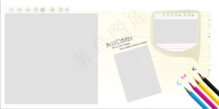 相册儿童相册宝宝PSD相册模版铅笔笔记本鲜花高清背景图免扣背景元素