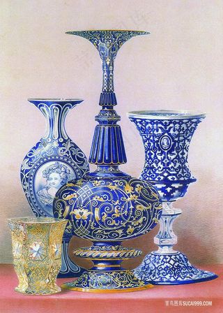 青花瓷花瓶油画