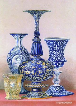 青花瓷花瓶油画