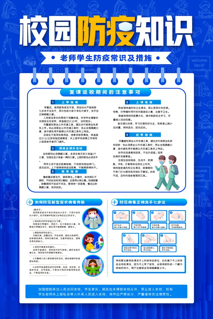 校园防疫知识psd模版下载