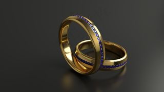 黄金镶钻对戒图片