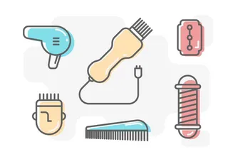 理发 美发器具 矢量