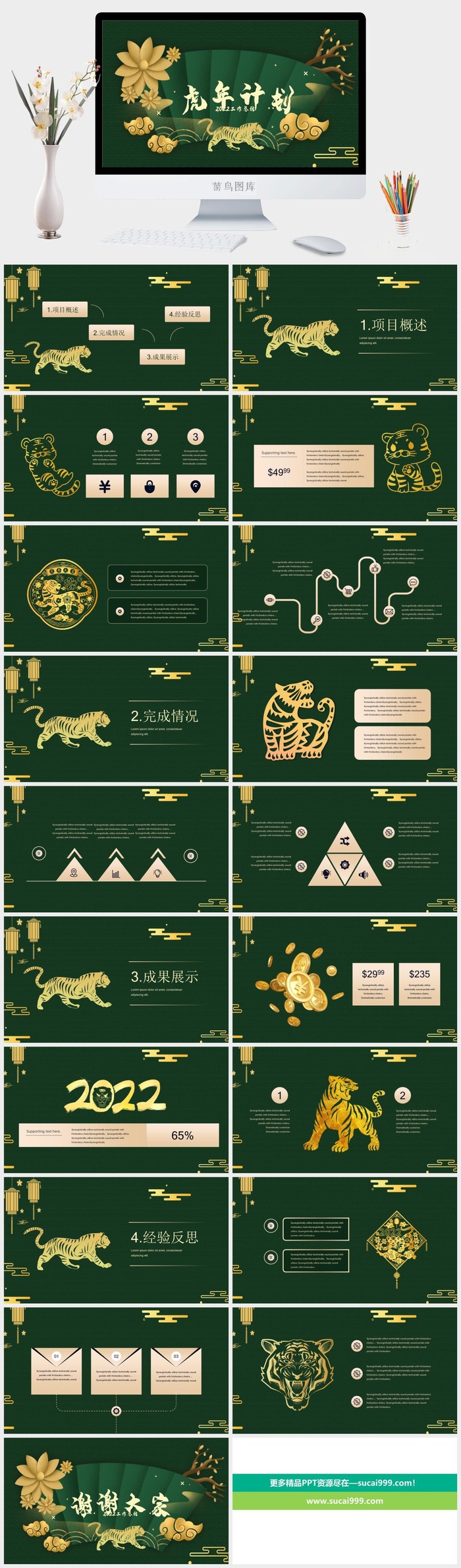 虎年新年年终工作总结PPT