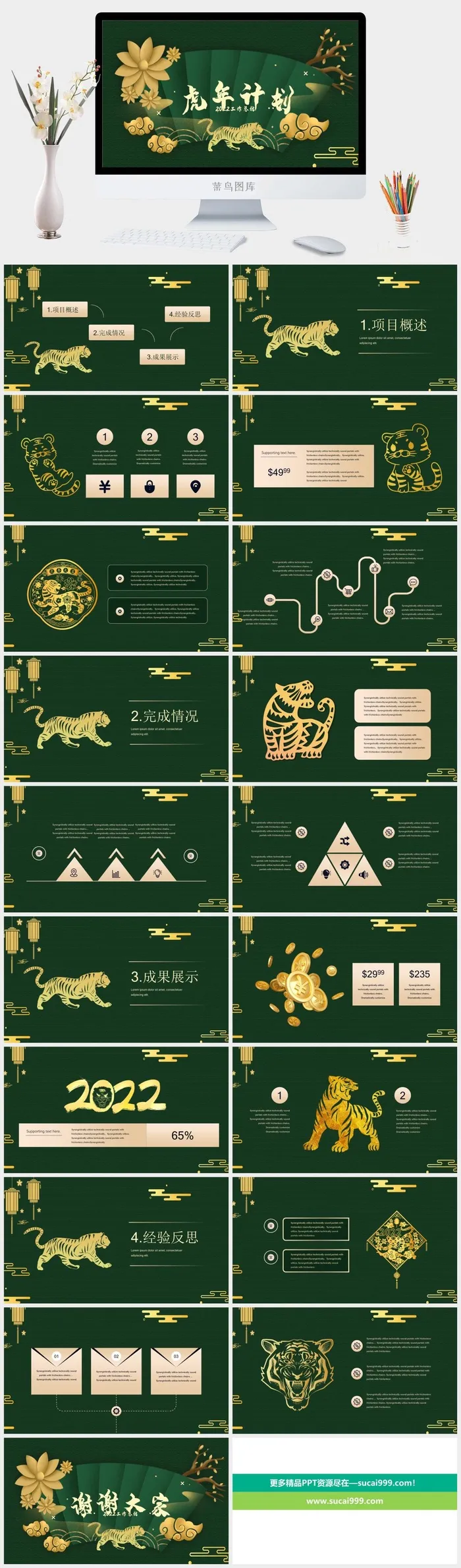 虎年新年年终工作总结PPT