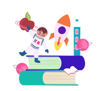 手绘卡通教育学习太空插画_元素