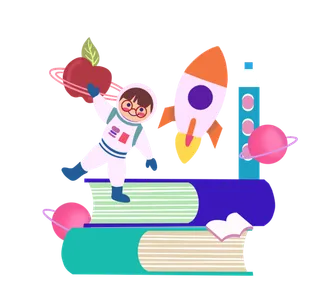 手绘卡通教育学习太空插画_元素