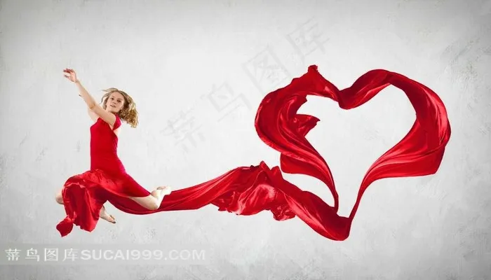 红长裙美女图片