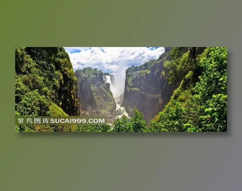 欧美森林瀑布风景摄影图片