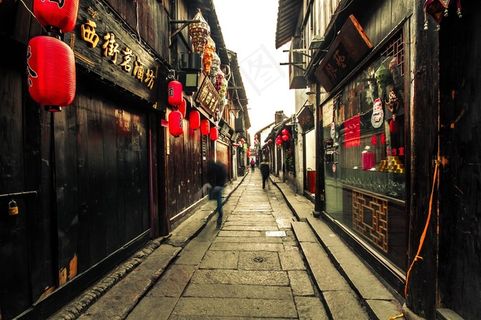 浙江西塘古镇风景图