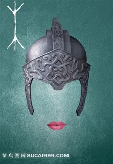 头盔与红唇电影花木兰海报