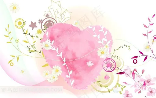 梦幻心形图案鲜花素材